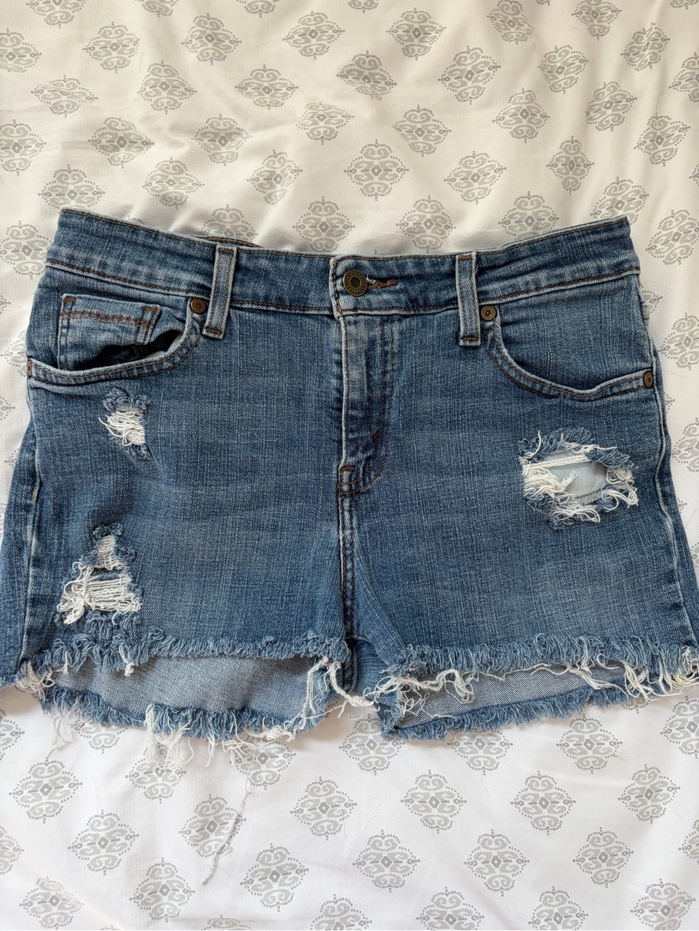 Levi's Distressed Blue Denim Jean Shorts